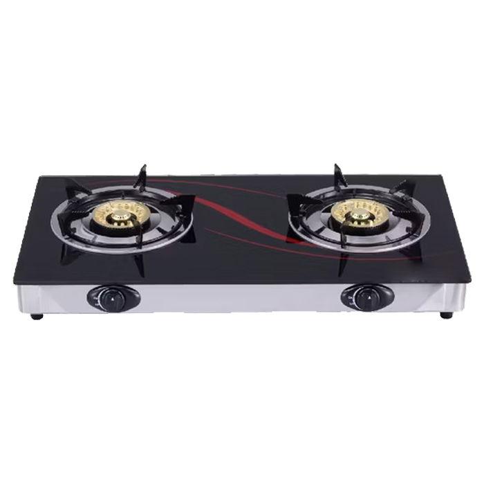 GAS COOKER DOUBLE BURNER WITH GLASS TOP - CAST IORN BURNER