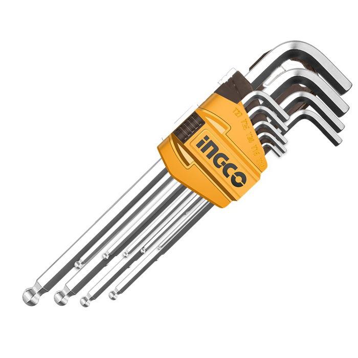 INGCO BALL POINT HEX KEY EXTRA LONG ARM SET -9PCS